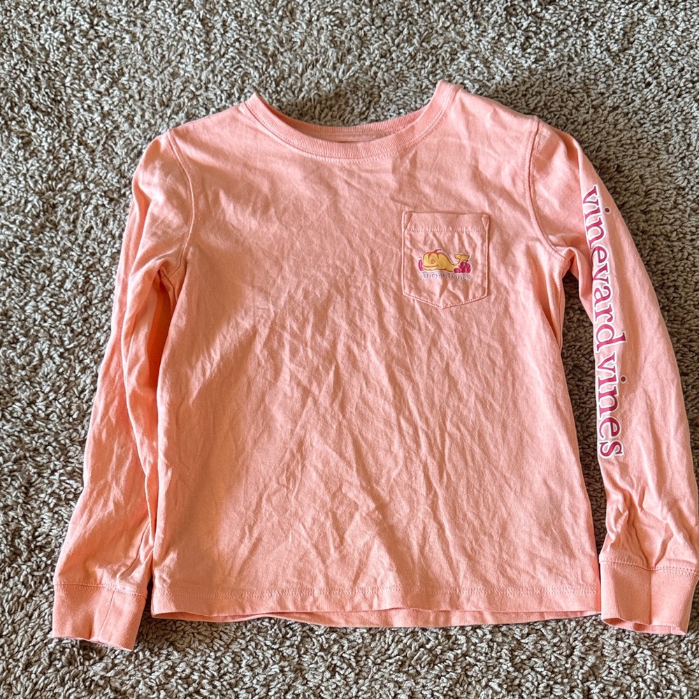 Vineyard Vines Kids' Peach Long Sleeve Tee